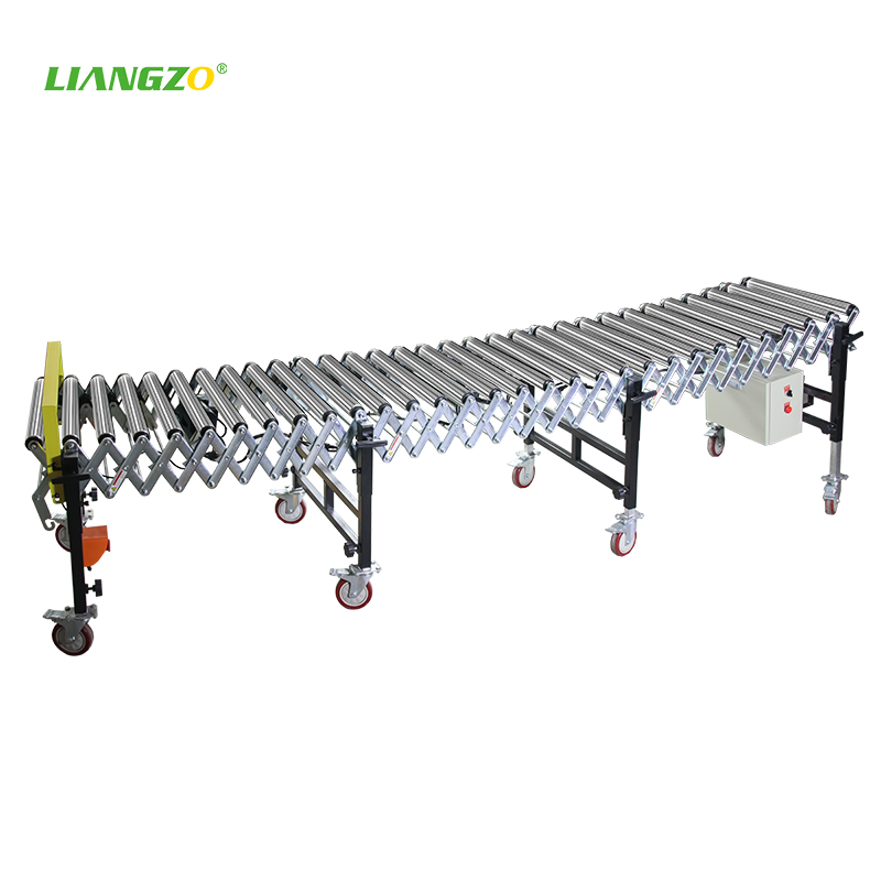 LIANGZO Electric Power Retractable Flexible Expandable Roller Conveyor for Sale