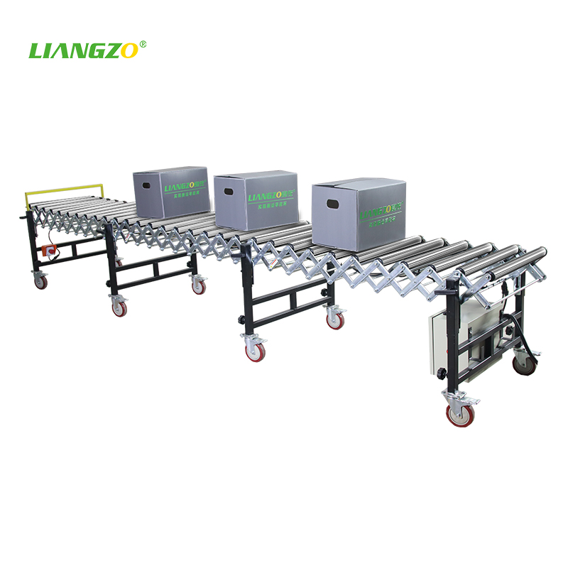 LIANGZO Electric Power Retractable Flexible Expandable Roller Conveyor for Sale