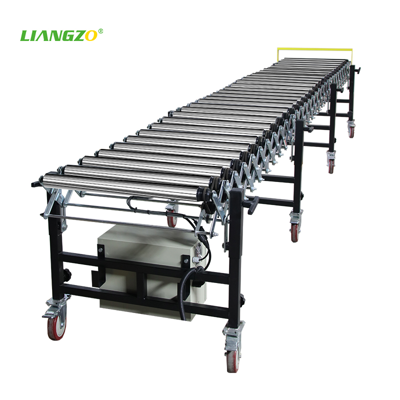 LIANGZO Electric Power Retractable Flexible Expandable Roller Conveyor for Sale