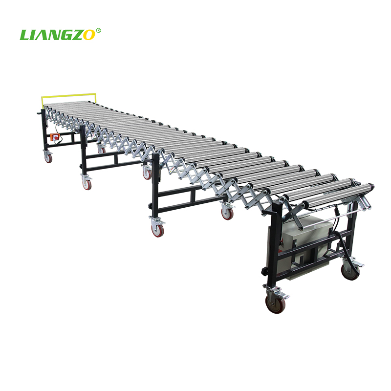 LIANGZO Electric Power Retractable Flexible Expandable Roller Conveyor for Sale