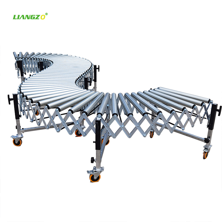 LIANGZO Manual Gravity Flexible Expandable Roller Conveyor for Unloading