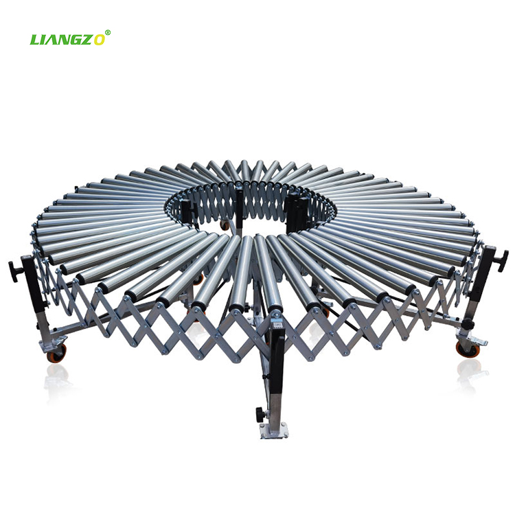 LIANGZO Manual Gravity Flexible Expandable Roller Conveyor for Unloading