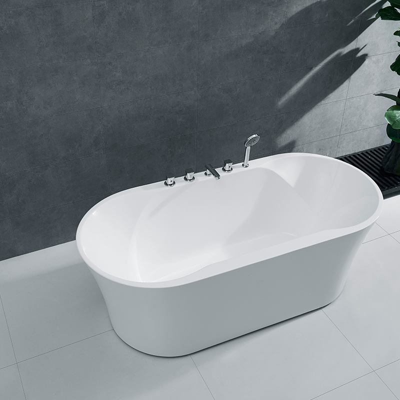 Low Profile White Freestanding Soaking Tub