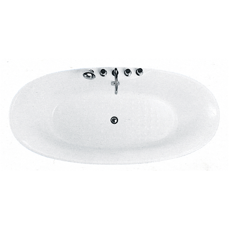 Oval recessed acrylic bathtub