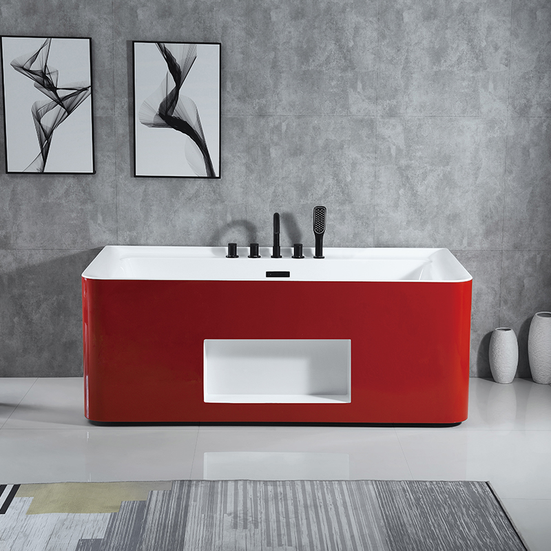 One Piece Modern Corner Bathtub Against Wall