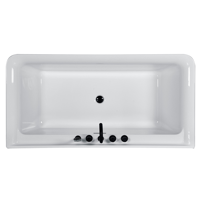 One Piece Modern Corner Bathtub Against Wall