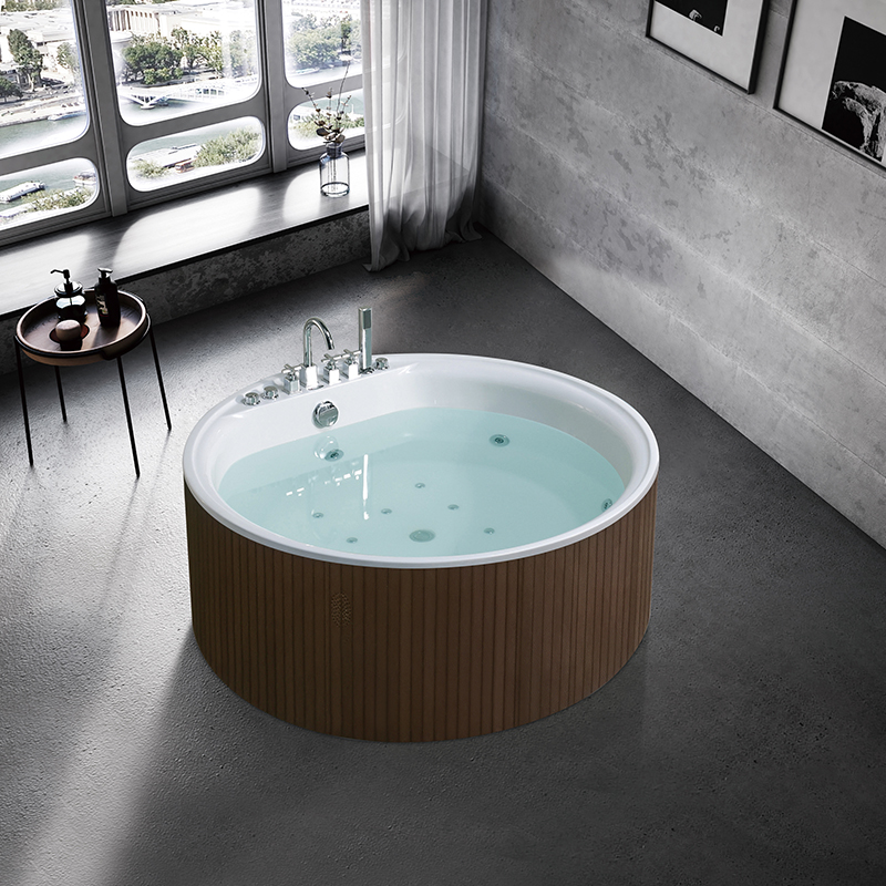 Round Freestanding Soaking Air Jacuzzi Tub In Bathroom