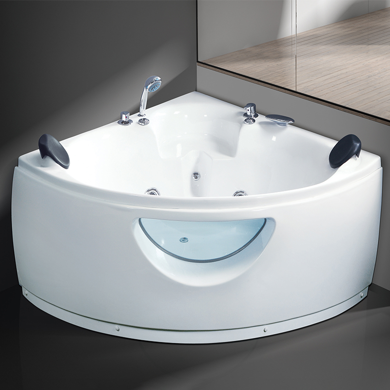 2 Person Large Freestanding Jetted Corner Tub In Bathroom