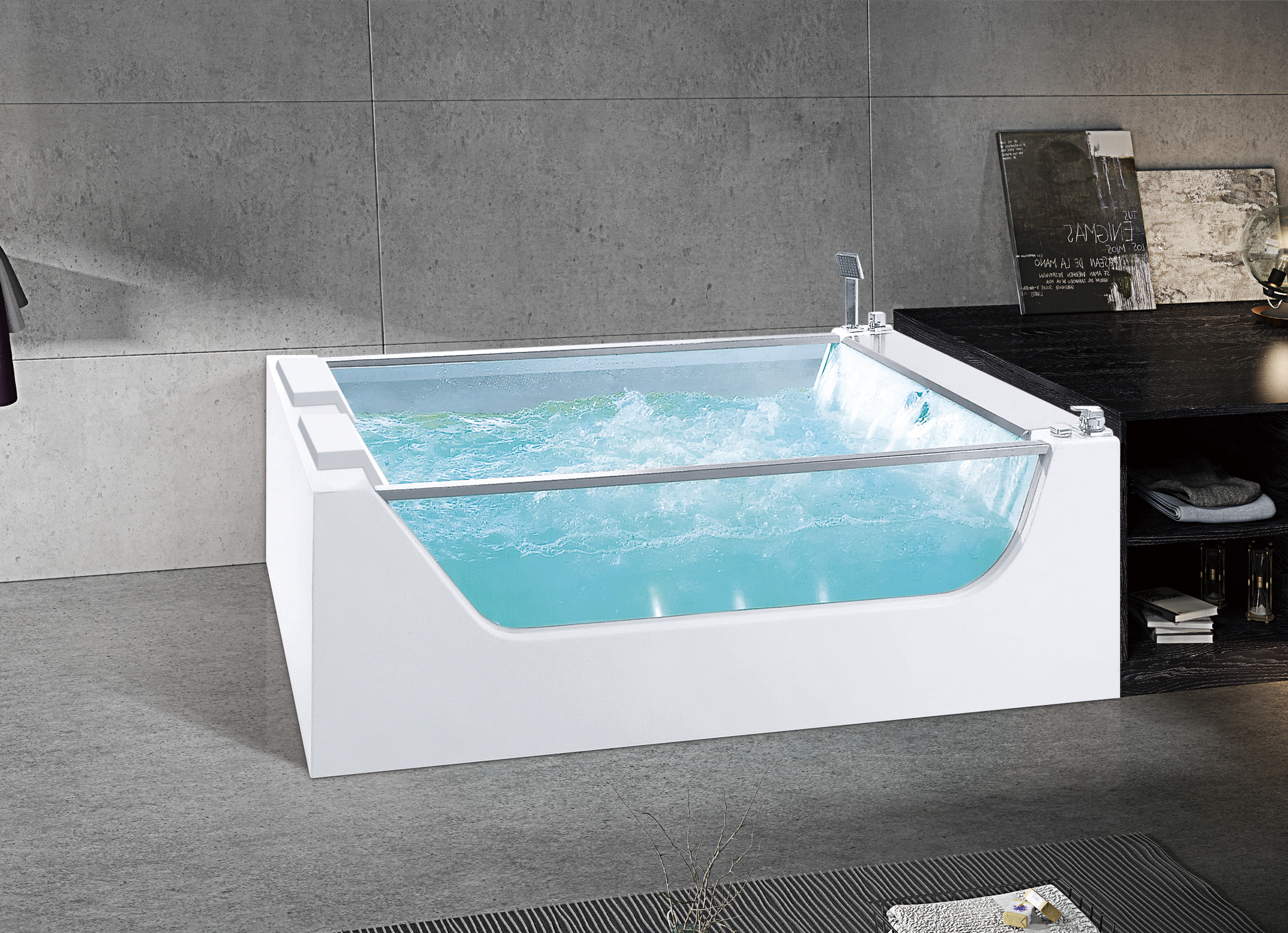 Garden Jacuzzi Soaking Jetted Bathtub With Shower