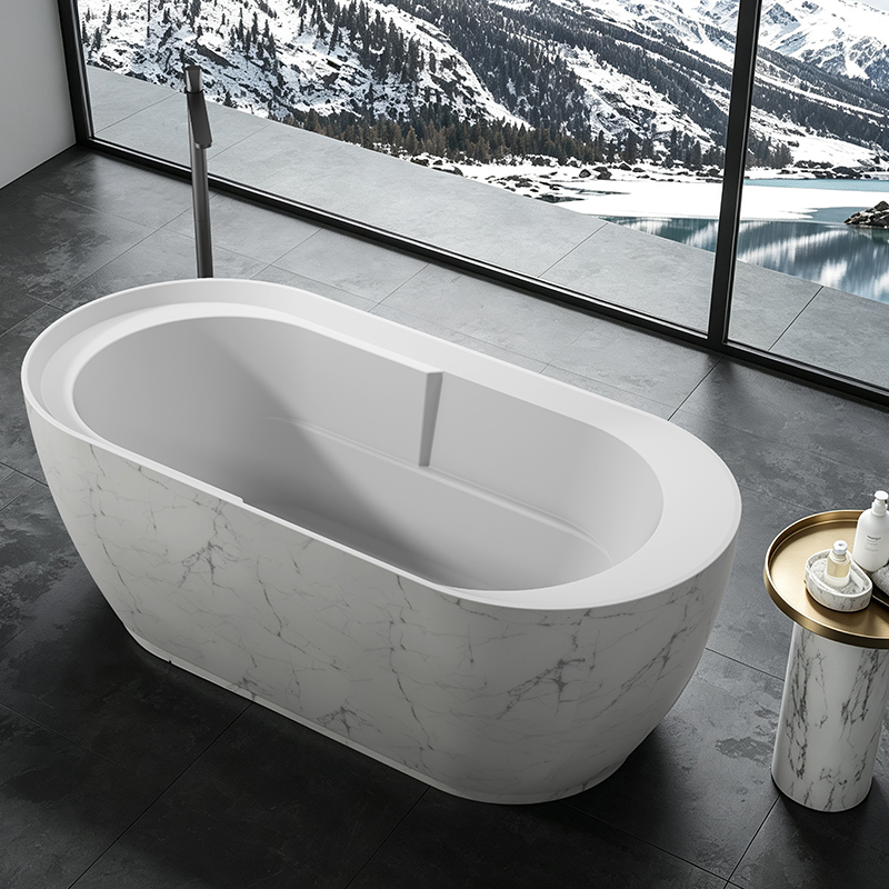 Classic Oval Shape Acrylic Freestanding Massage Bathtub