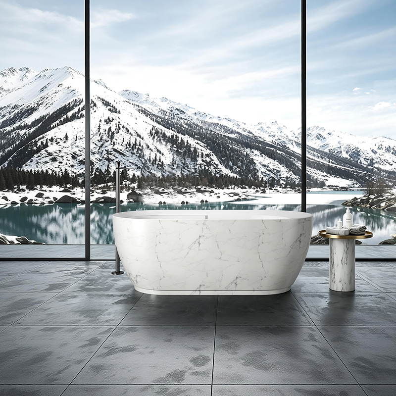 Classic Oval Shape Acrylic Freestanding Massage Bathtub