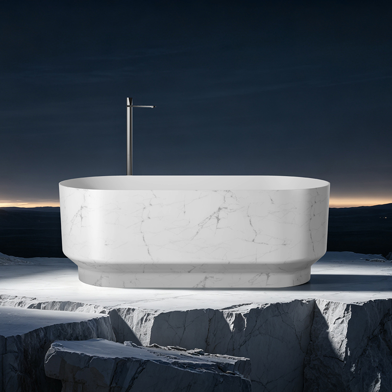 Matte marble grain freestanding bathtub