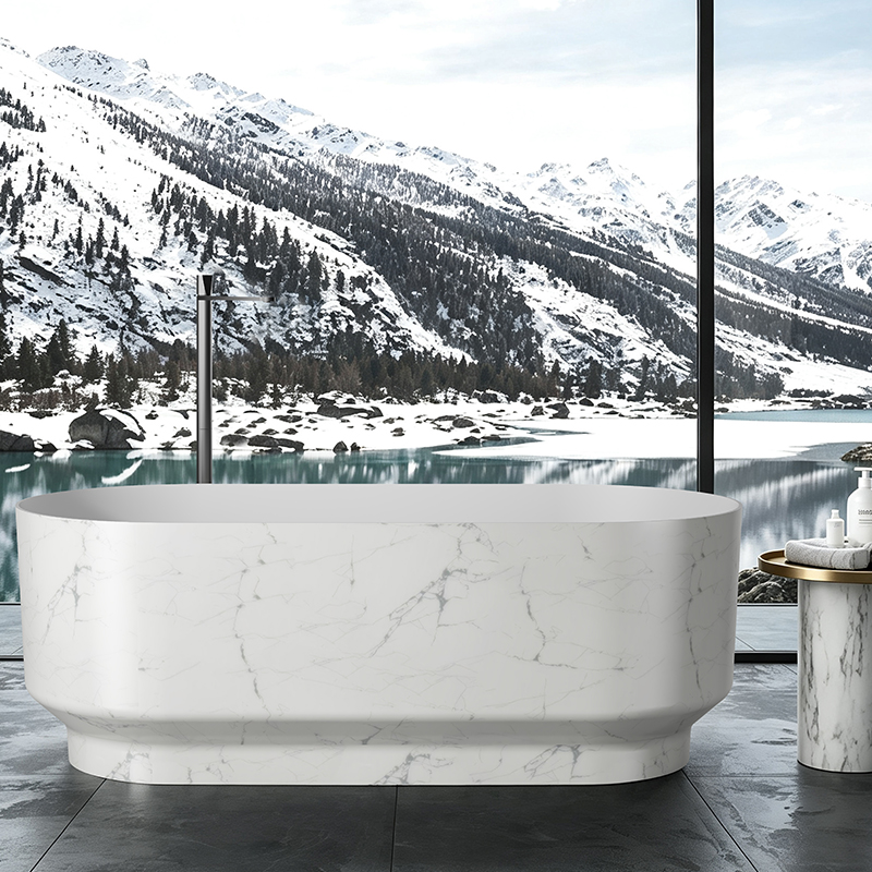 Matte marble grain freestanding bathtub
