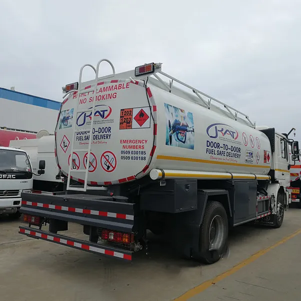Shacman 4 * 2 16000 litrli yonilg'i baki transporti 10 g'ildirakli dizel moyi tankerlari