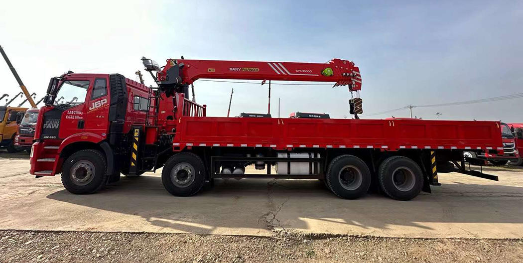 flatbed truck with crane