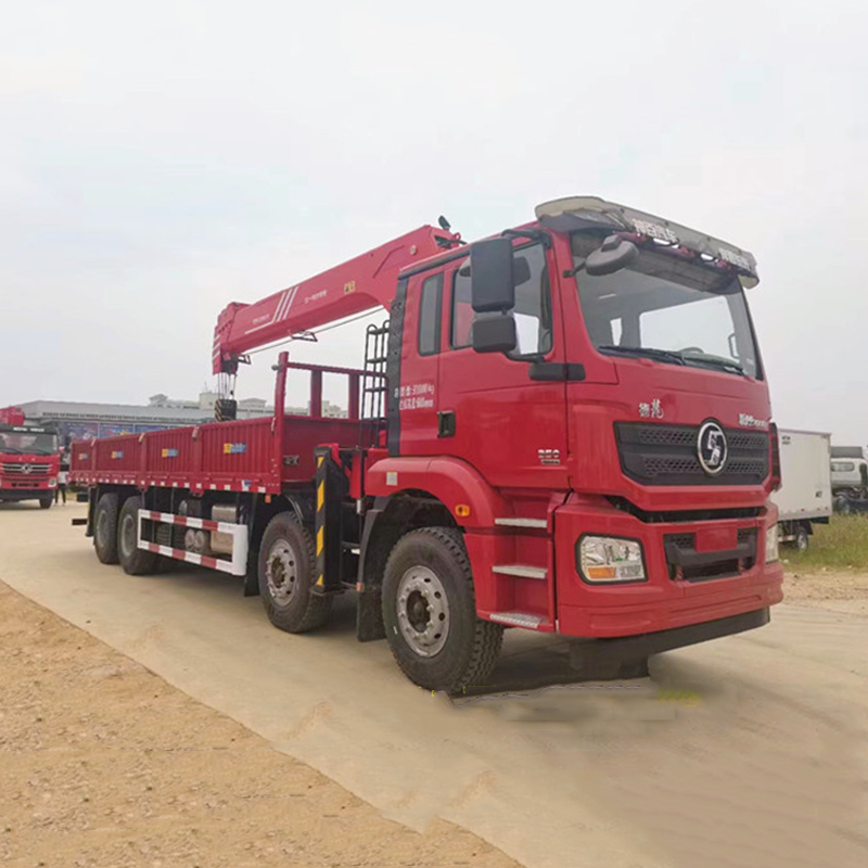 Hot Sale Shacman 8X4 LHD Cargo Truck na may 14T Knuckle Boom Crane Truck Mounted Crane