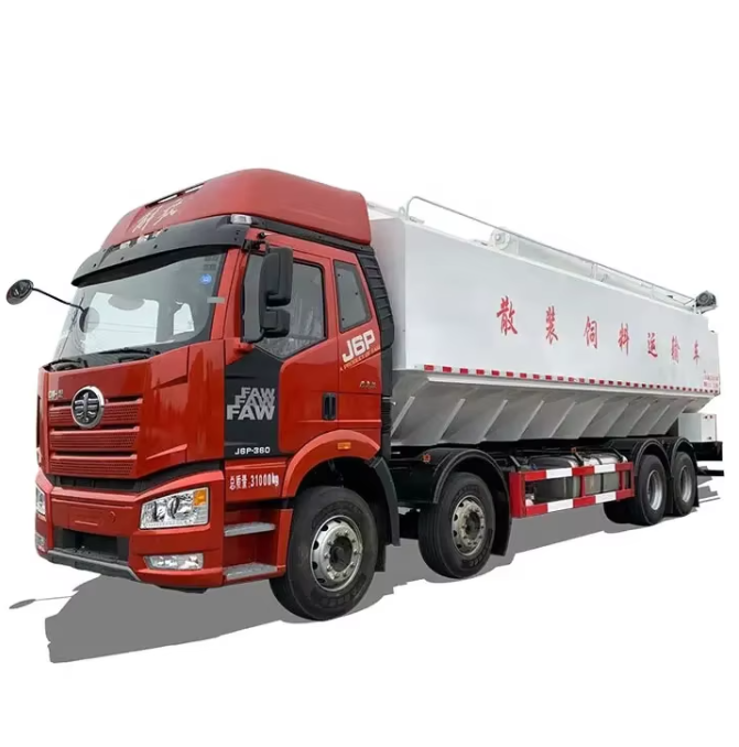 Camión cisterna de 25 toneladas para transporte de alimento avícola, de granos a granel y para granjas.