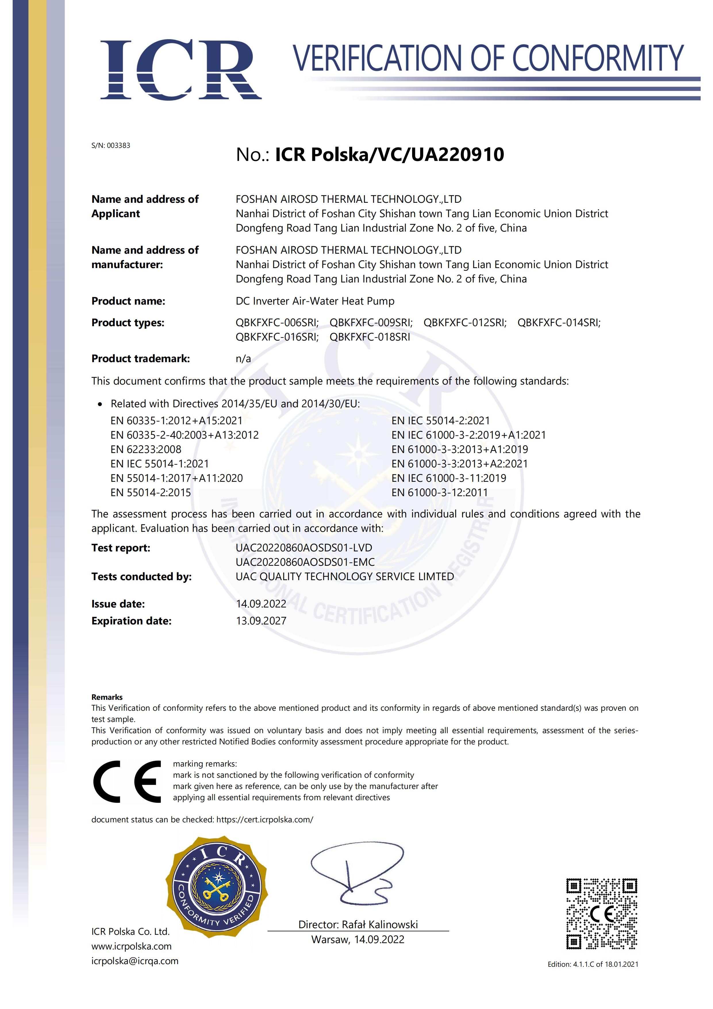 CE--R32 Heating Cooling DHW Heat Pump