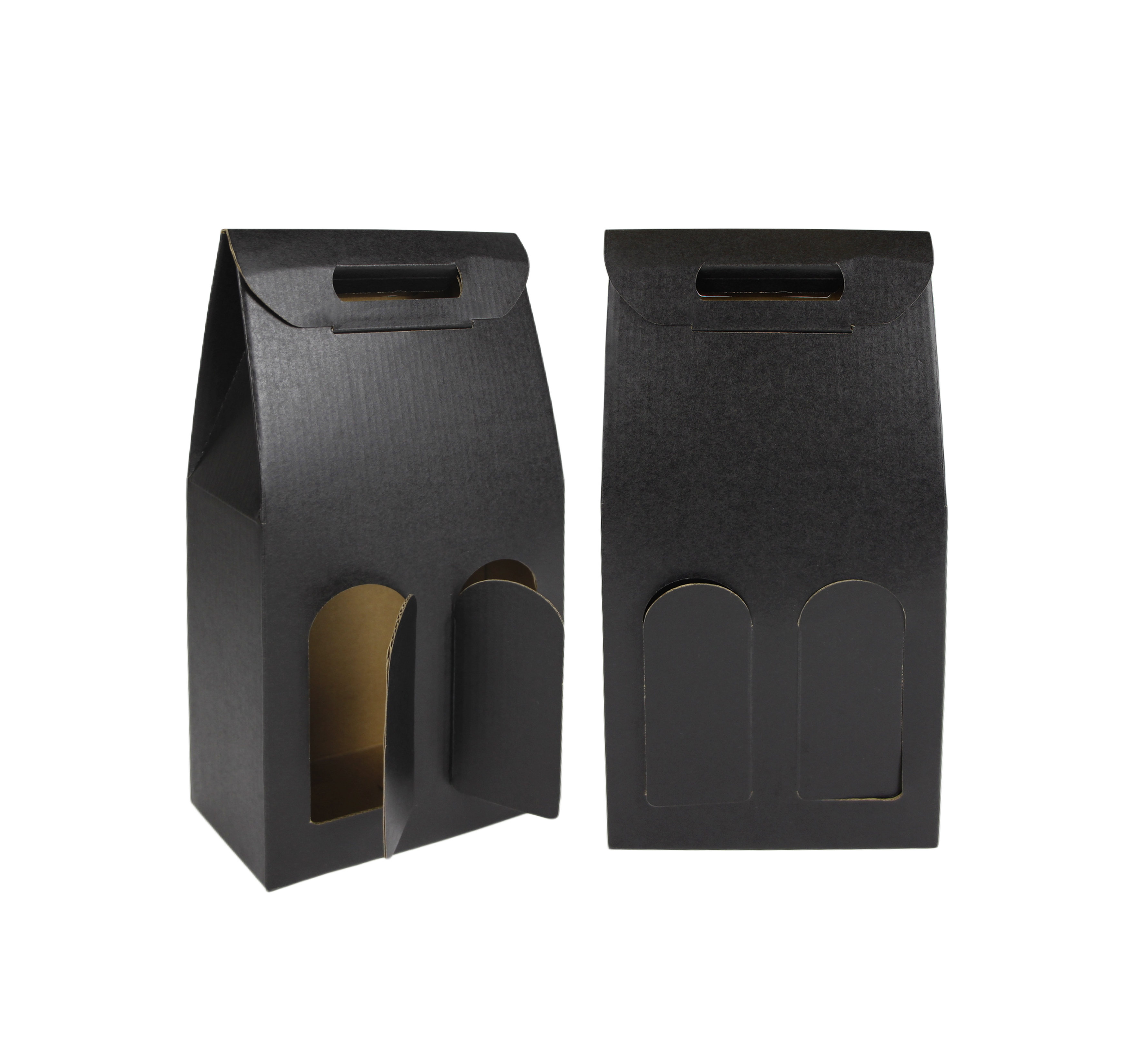 Black Wine Box Bag With Die Cut Handle