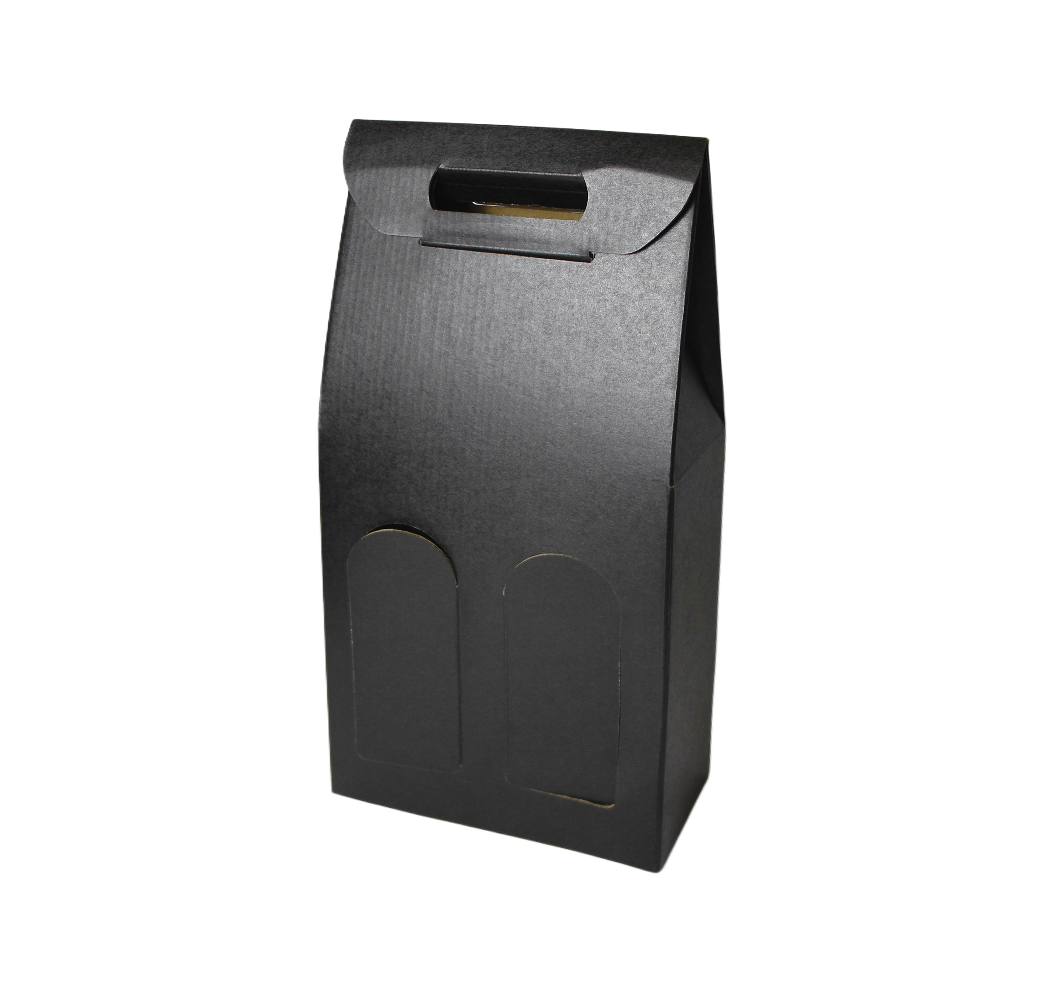 Black Wine Box Bag With Die Cut Handle