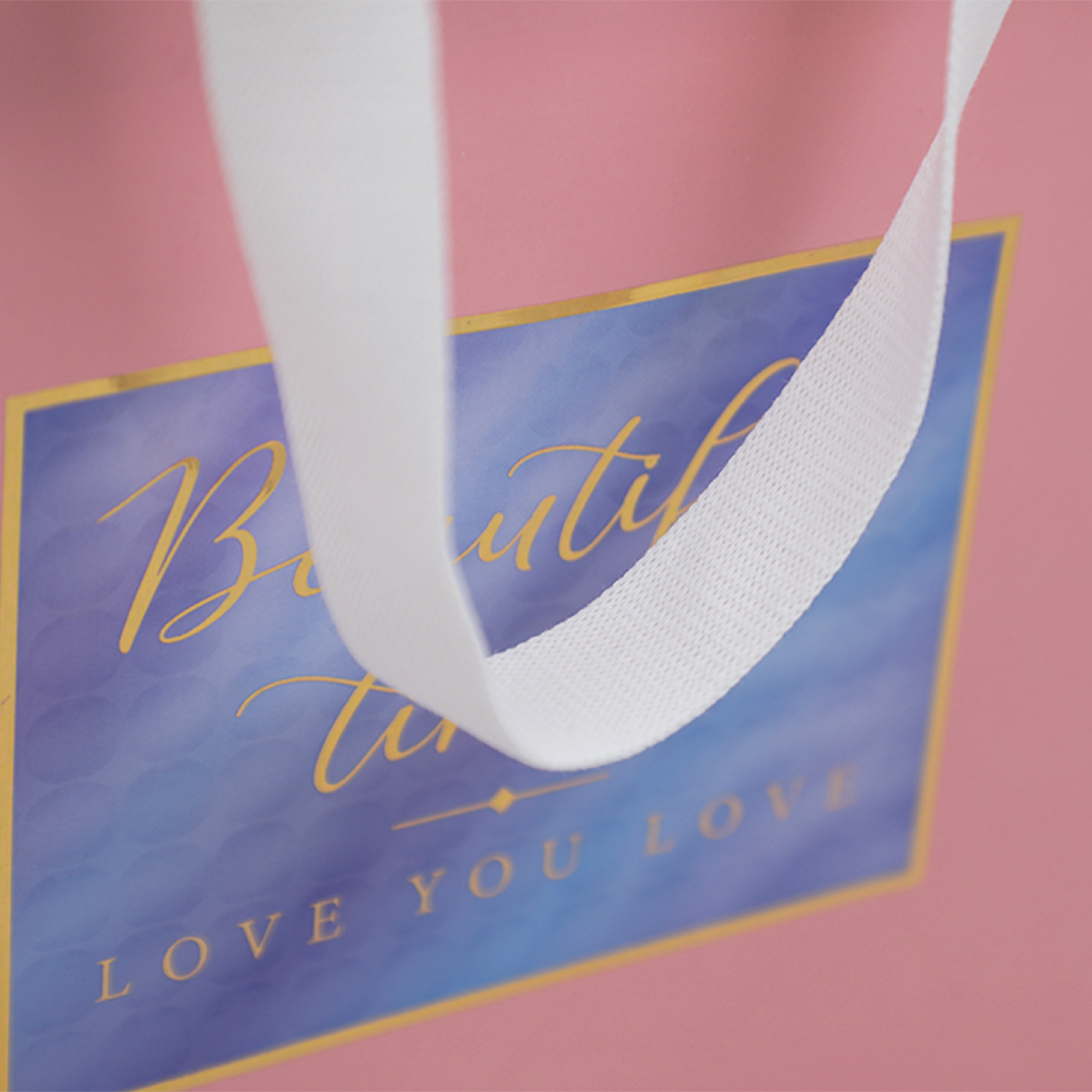 Pink Paper Bag With Ribbon For Gift