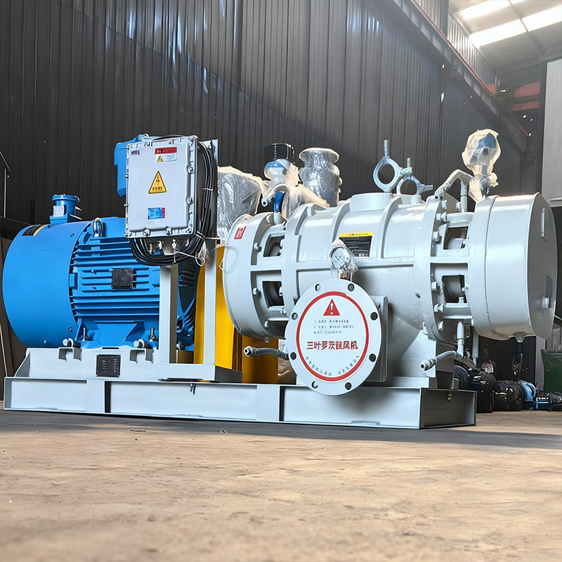 Jianyu Heavy Industry 150 model three leaf Roots blower with dual oil tanks for low-noise sewage aeration