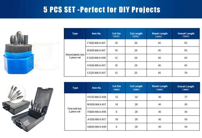 Tungsten rotary tool set