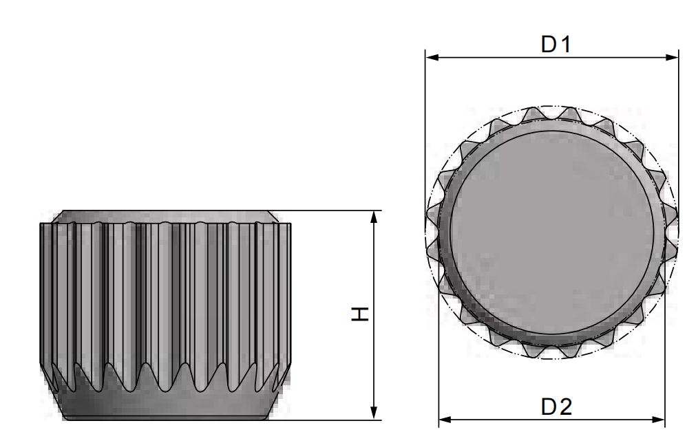 Tungsten carbide serrated button