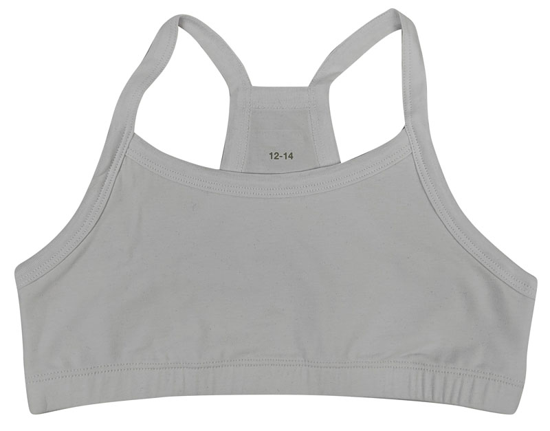 Sujetador deportivo de algodón para niñas con espalda cruzada y diseño liso