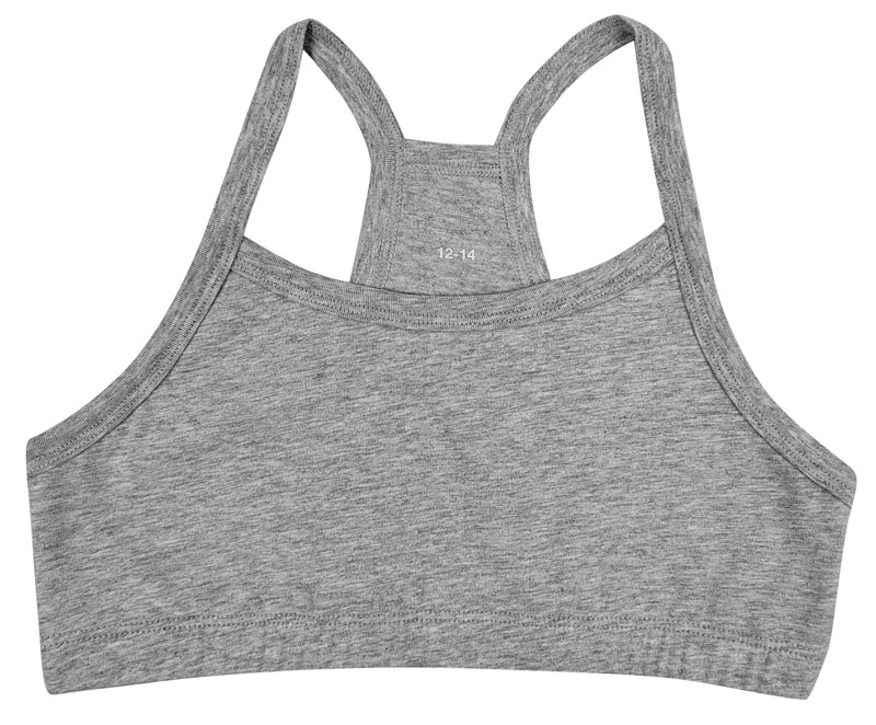 Sujetador deportivo de algodón para niñas con espalda cruzada y diseño liso