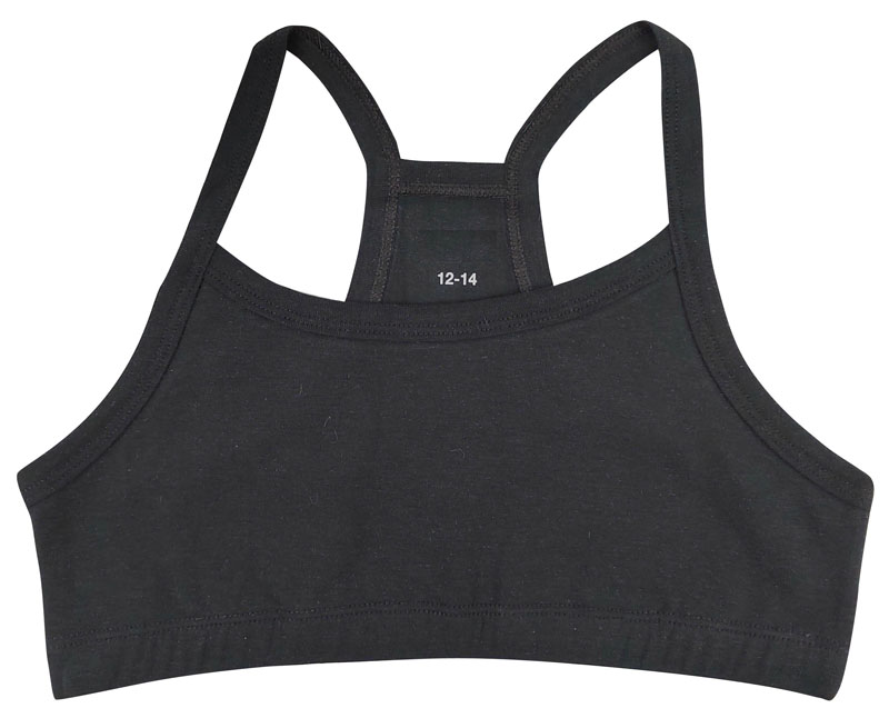 Sujetador deportivo de algodón para niñas con espalda cruzada y diseño liso