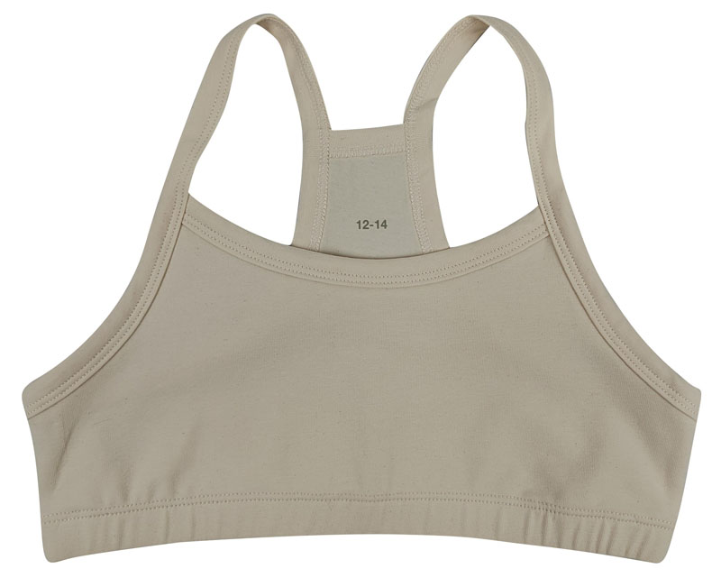 Sujetador deportivo de algodón para niñas con espalda cruzada y diseño liso