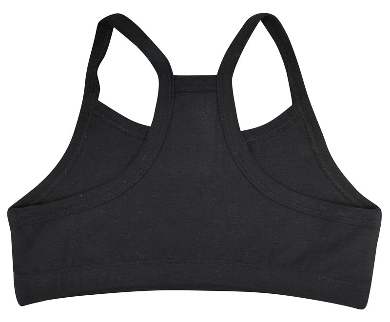 Sujetador deportivo de algodón para niñas con espalda cruzada y diseño liso