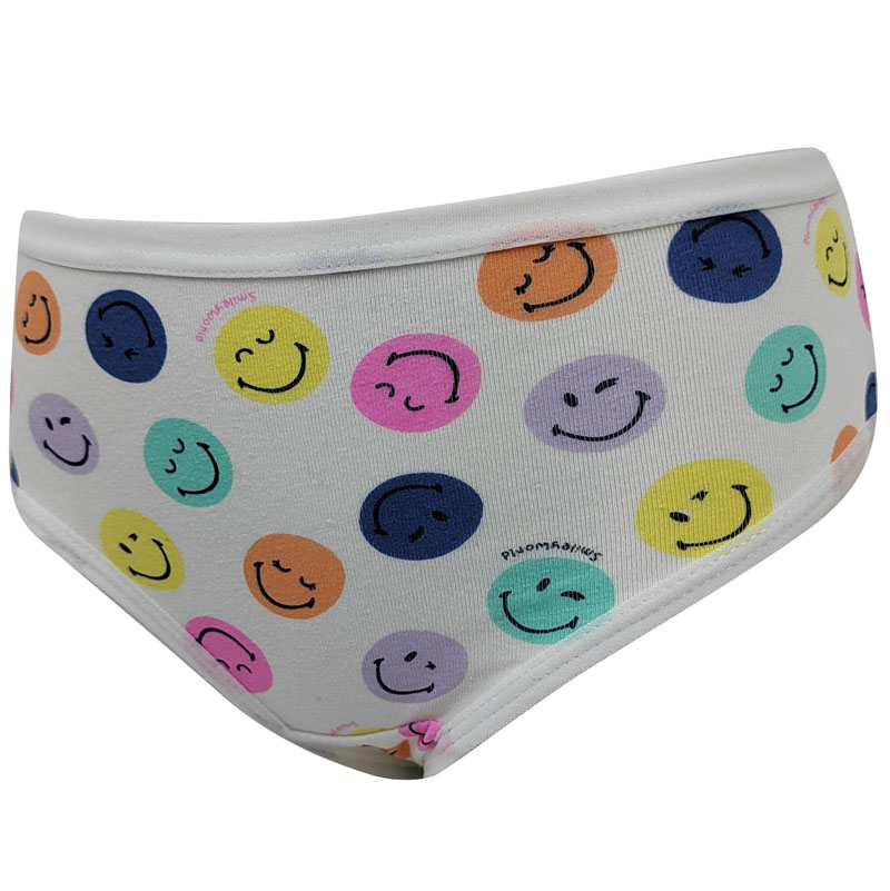 Braguita de algodón para niñas con cara sonriente, 3 piezas por paquete
