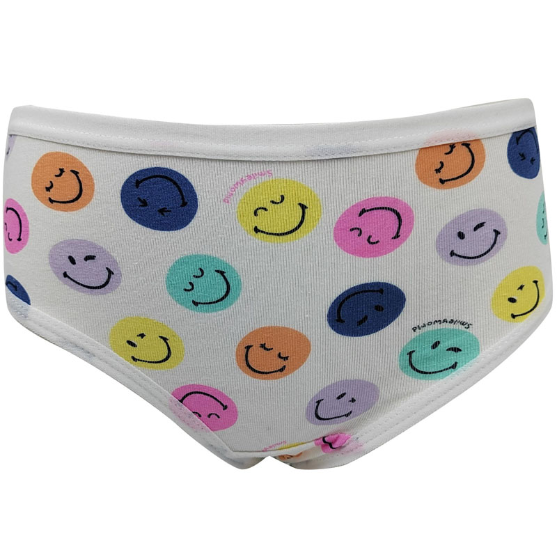 Braguita de algodón para niñas con cara sonriente, 3 piezas por paquete