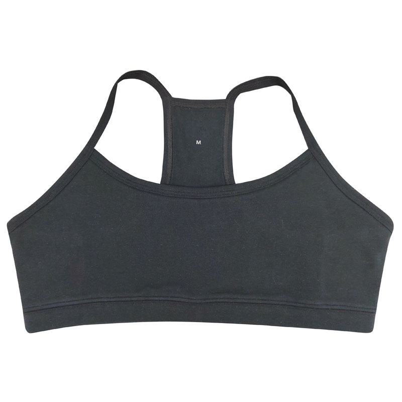 Sujetador deportivo liso de algodón y elastina para mujer
