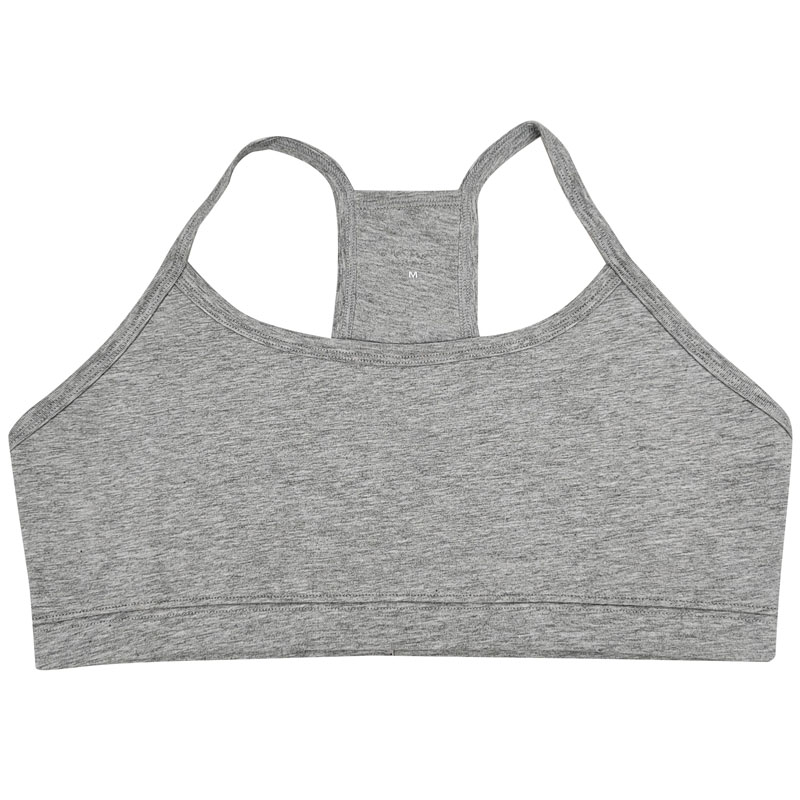 Sujetador deportivo liso de algodón y elastina para mujer