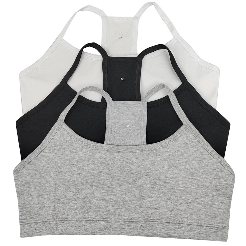 Sujetador deportivo liso de algodón y elastina para mujer