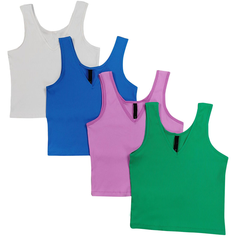 Chaleco deportivo de nailon con escote en V para mujer