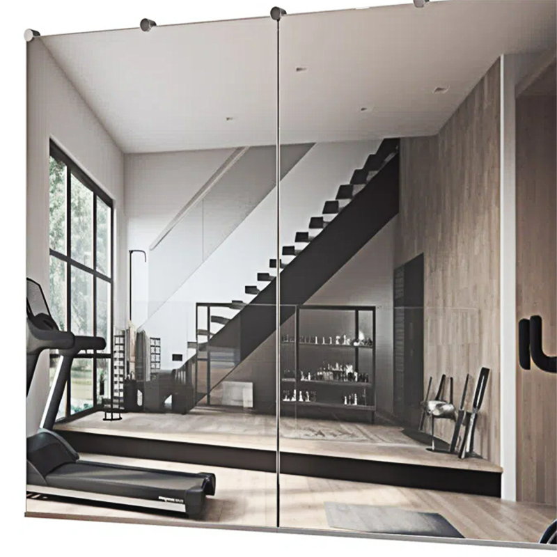 Frameless Safety Glass Wall Mirror For Gym And Yoga