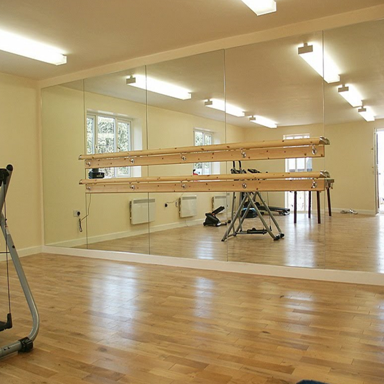Frameless Safety Glass Wall Mirror For Gym And Yoga
