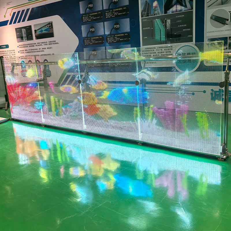 Led Film Screen On Glass Advertising Video Wall