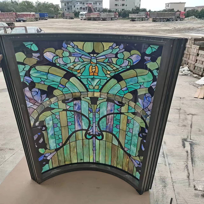 Curved Stained Colored Windows For Church Decoration