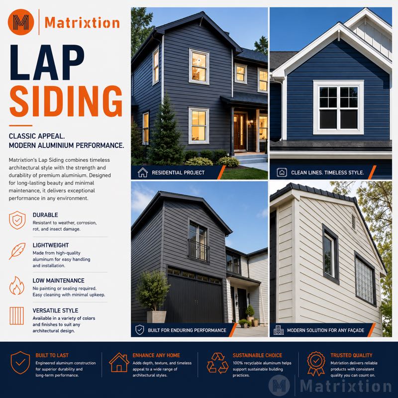 Aluminum Lap Siding Panels for Modern Exterior Wall Cladding | Matrixtion