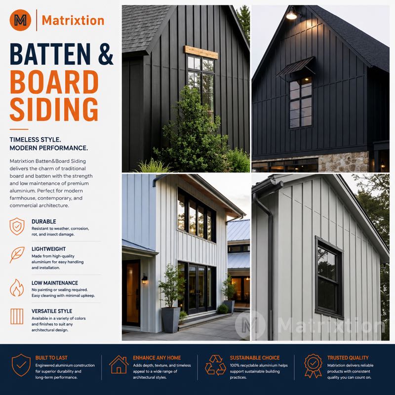 Aluminum Board and Batten Siding Panels for Modern Exterior Walls | Matrixtion
