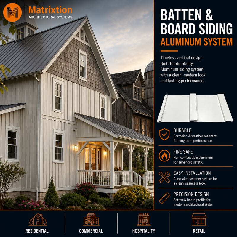 Aluminum Board and Batten Siding Panels for Modern Exterior Walls | Matrixtion