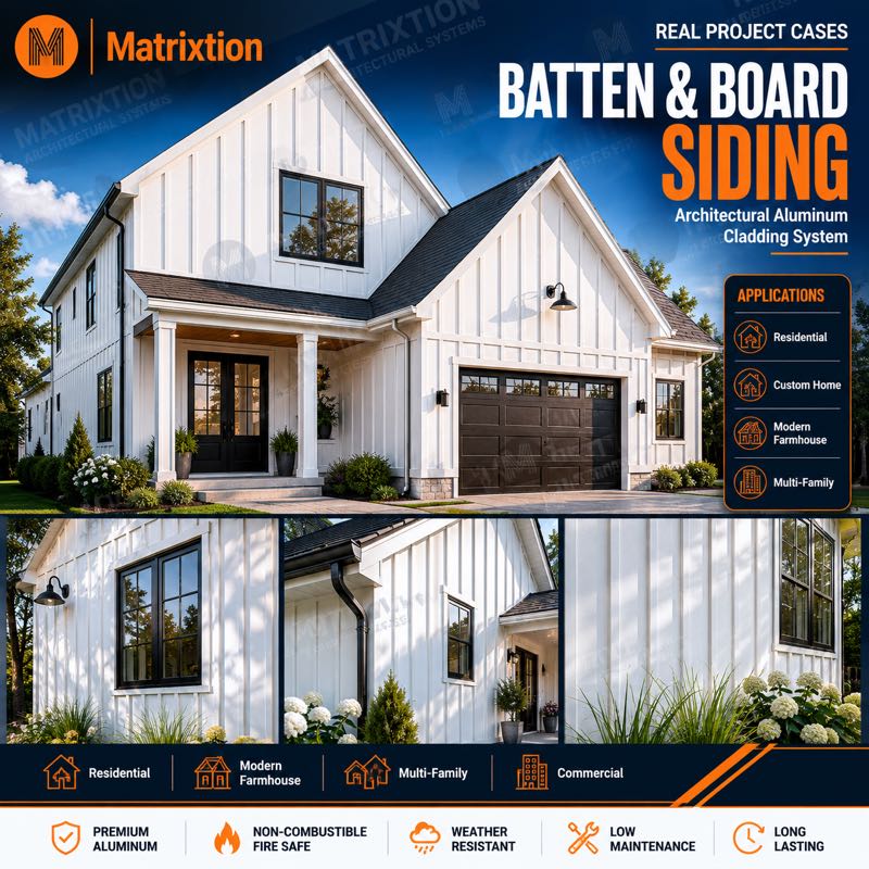 Aluminum Board and Batten Siding Panels for Modern Exterior Walls | Matrixtion