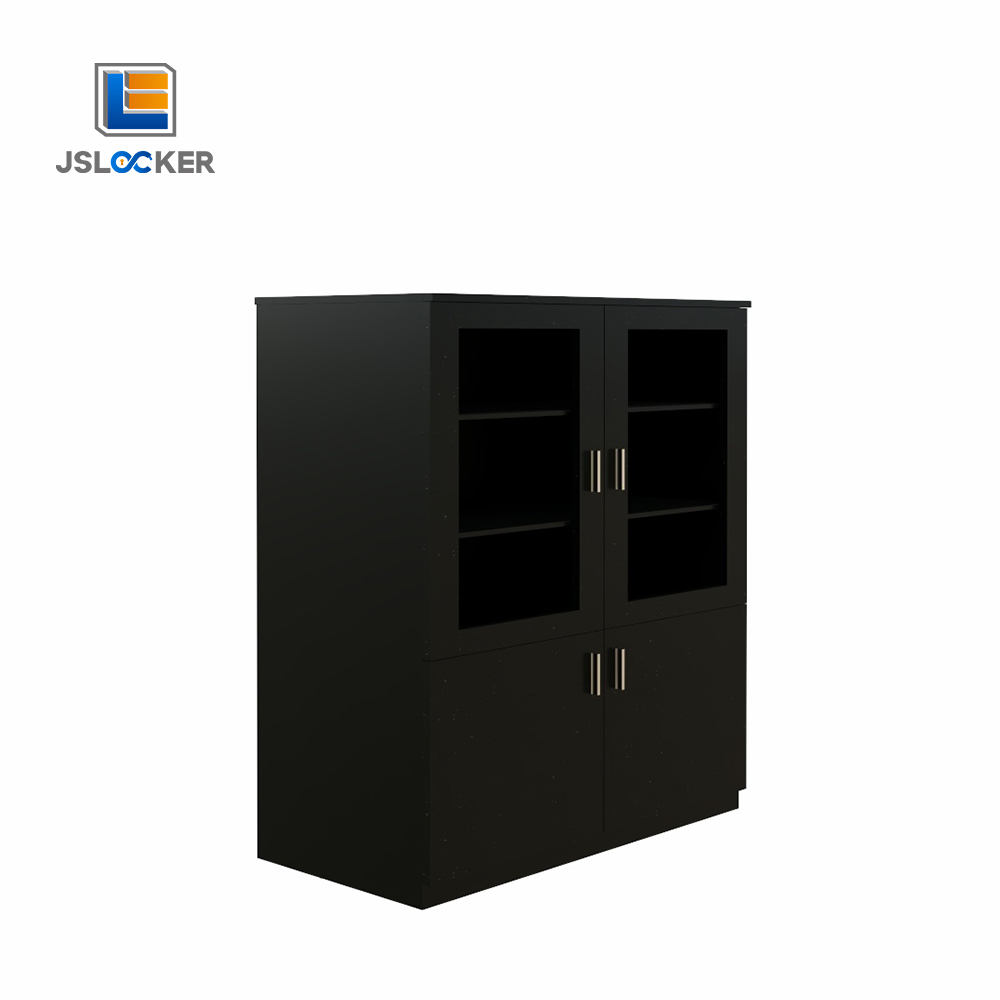 Black Steel Metal Filing Cabinets With Glass Doors