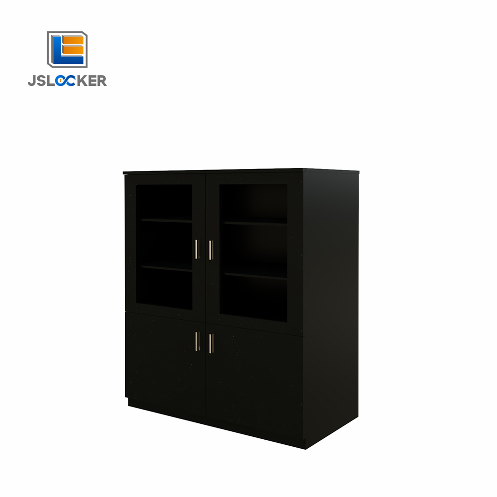 Black Steel Metal Filing Cabinets With Glass Doors