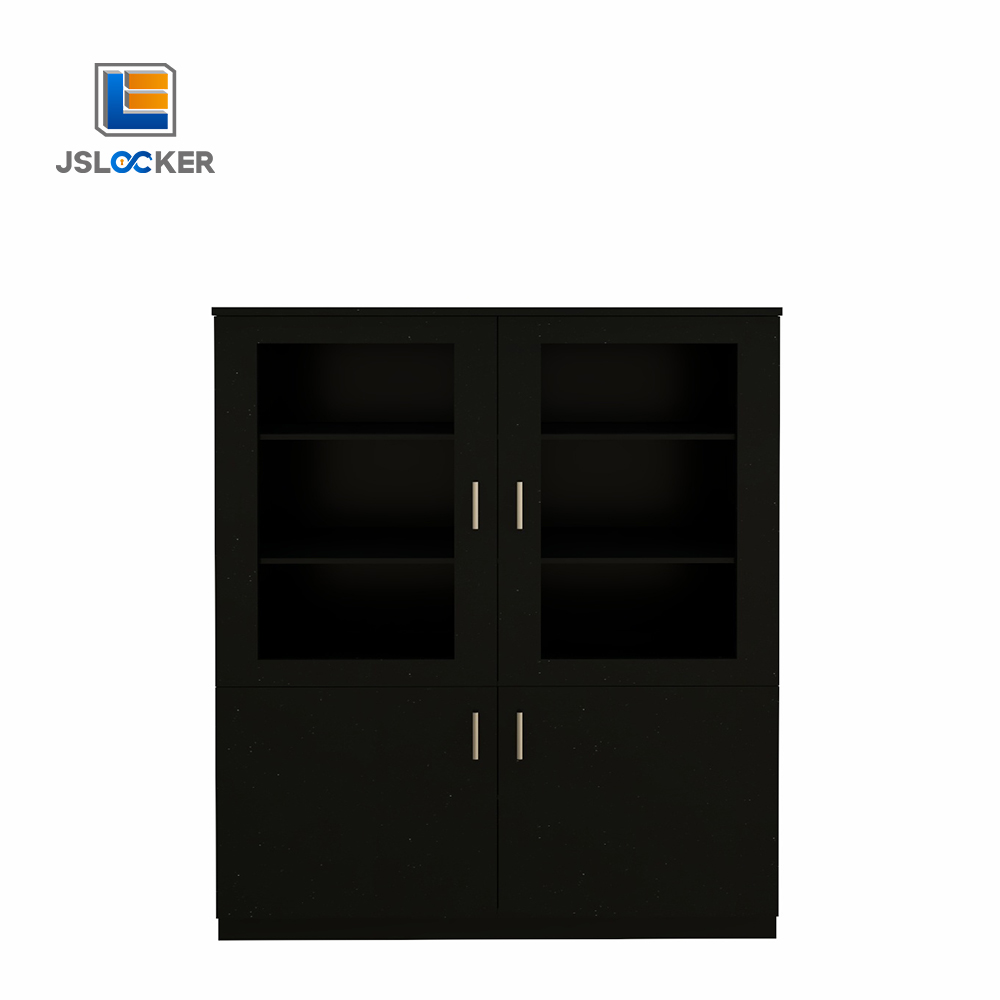 Black Steel Metal Filing Cabinets With Glass Doors